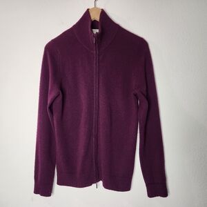 L.L Bean Womens Small Full Zip 100% Cashmere Purple Sweater